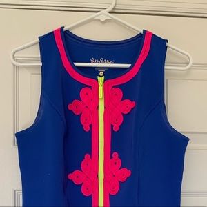 Lilly Pulitzer blue and pink neoprene shift dress